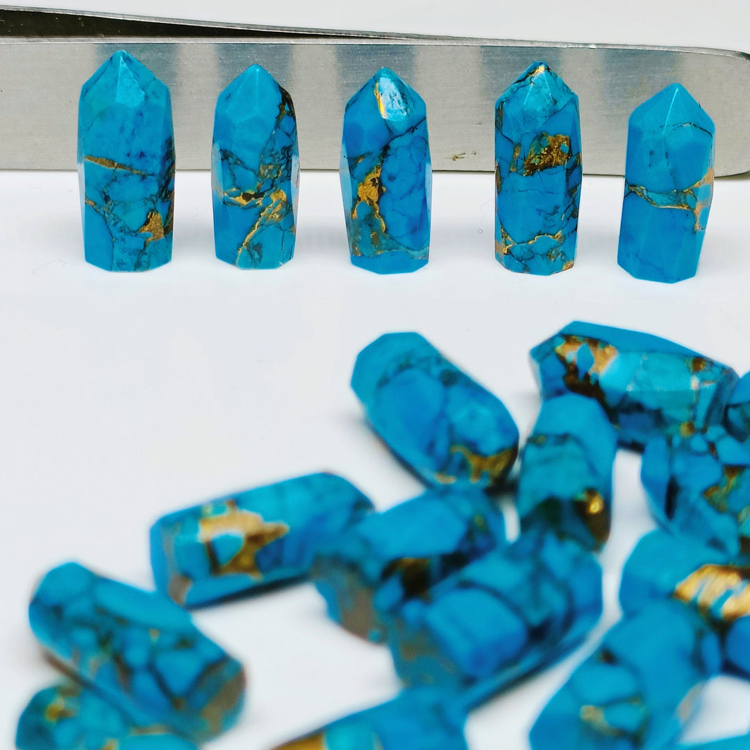 2,3,4,5,6 pcs 100% Copper Turquoise Faceted Pencil ShapeLoose GemstoneCopper Turquoise Loose Gemstone,Gemstone Jewlery 10X6- 13X6 mm