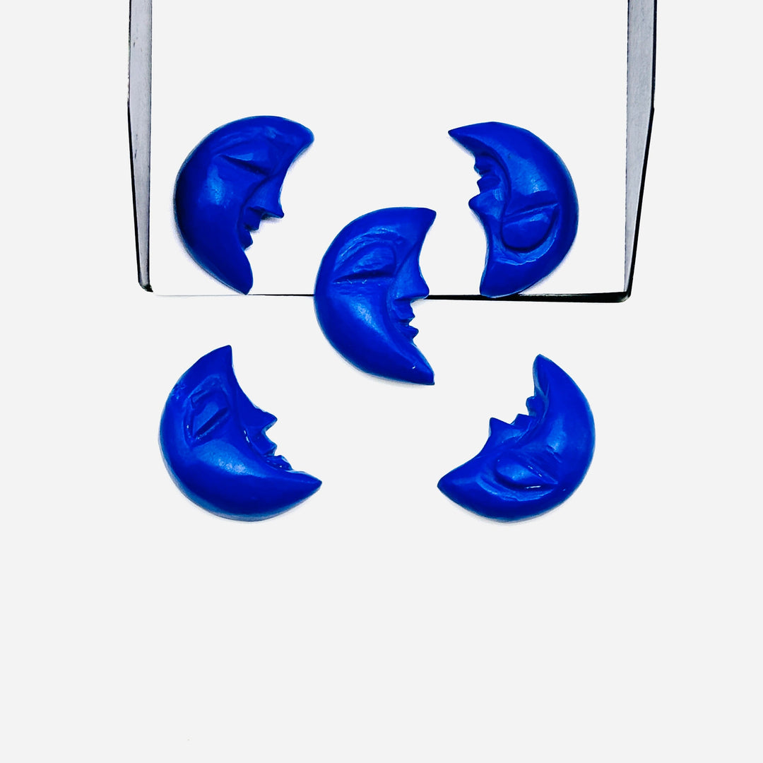 Hand Carved Lapis Lazuli Moon Face, Dark Blue Lapis Lazuli, 18X13 MM, Jewelry Making Carving Gemstone, Carved Face Crystal, Face Charm Beads