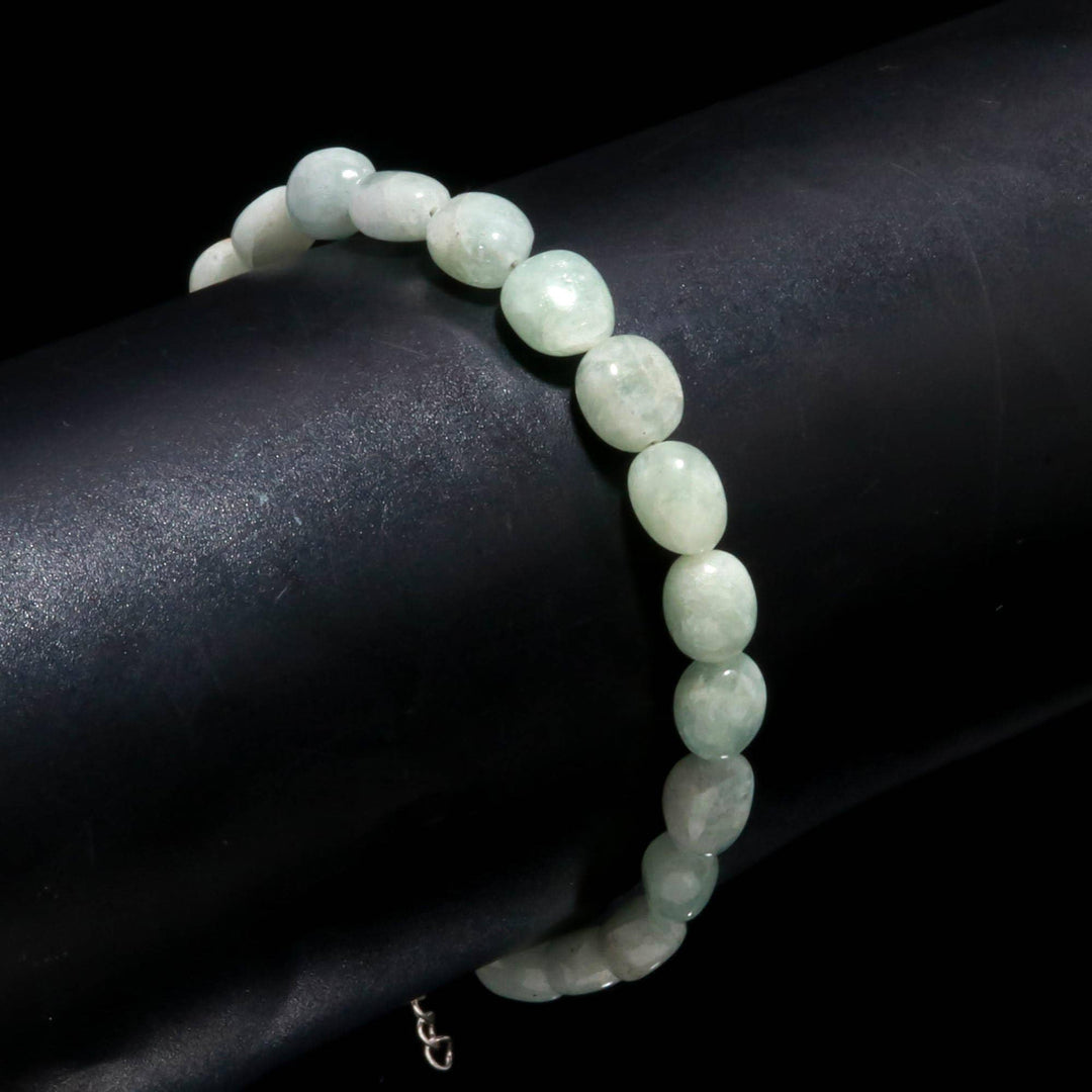 Natural Aquamarine Smooth Tumble Beads Bracelet, Aquamarine Nuggets Shape Beads Bracelet, Jewelry Gifts, March Birthstone Gifts