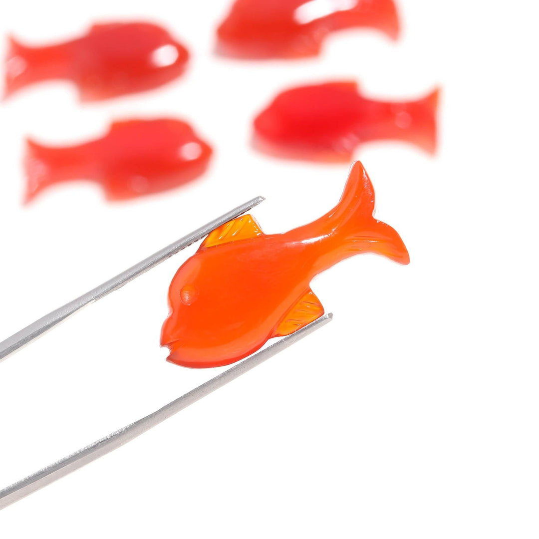 Orange Carnelian Hand Carved Dolphin Shape Stone, AAA+ Carnelian Fish Shape Beads, Jewelry Making Fish Charms, 28 MM