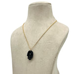Load image into Gallery viewer, Genuine Black Onyx Hamsa Necklace, Gemstone Hamsa Necklace Gift For Her, Reiki Healing Jewelry, Black Charm Protection Necklace 25 MM Hamsa