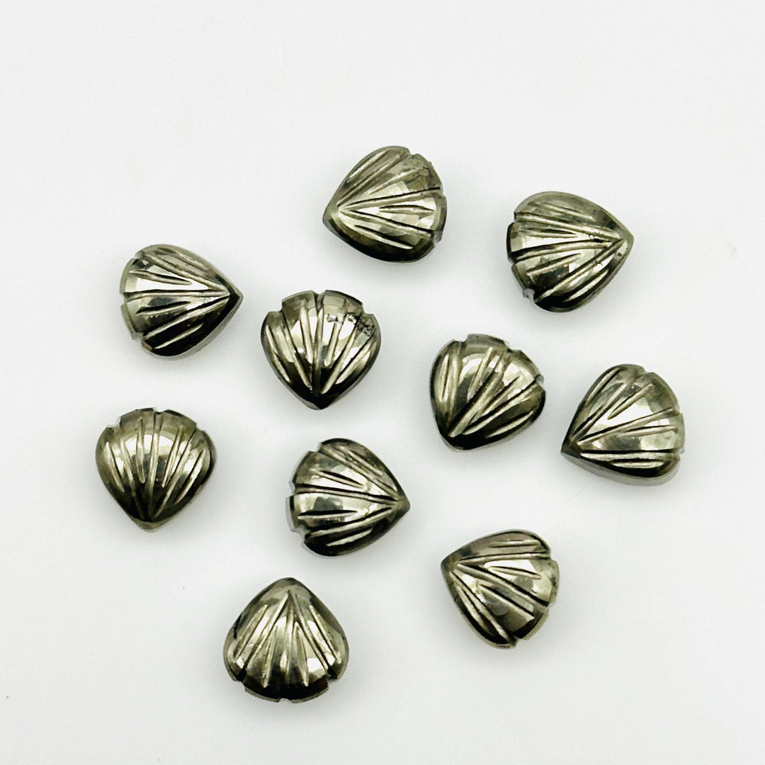 Hand Carved Pyrite Shell Beads: 8mm Gemstone Charms