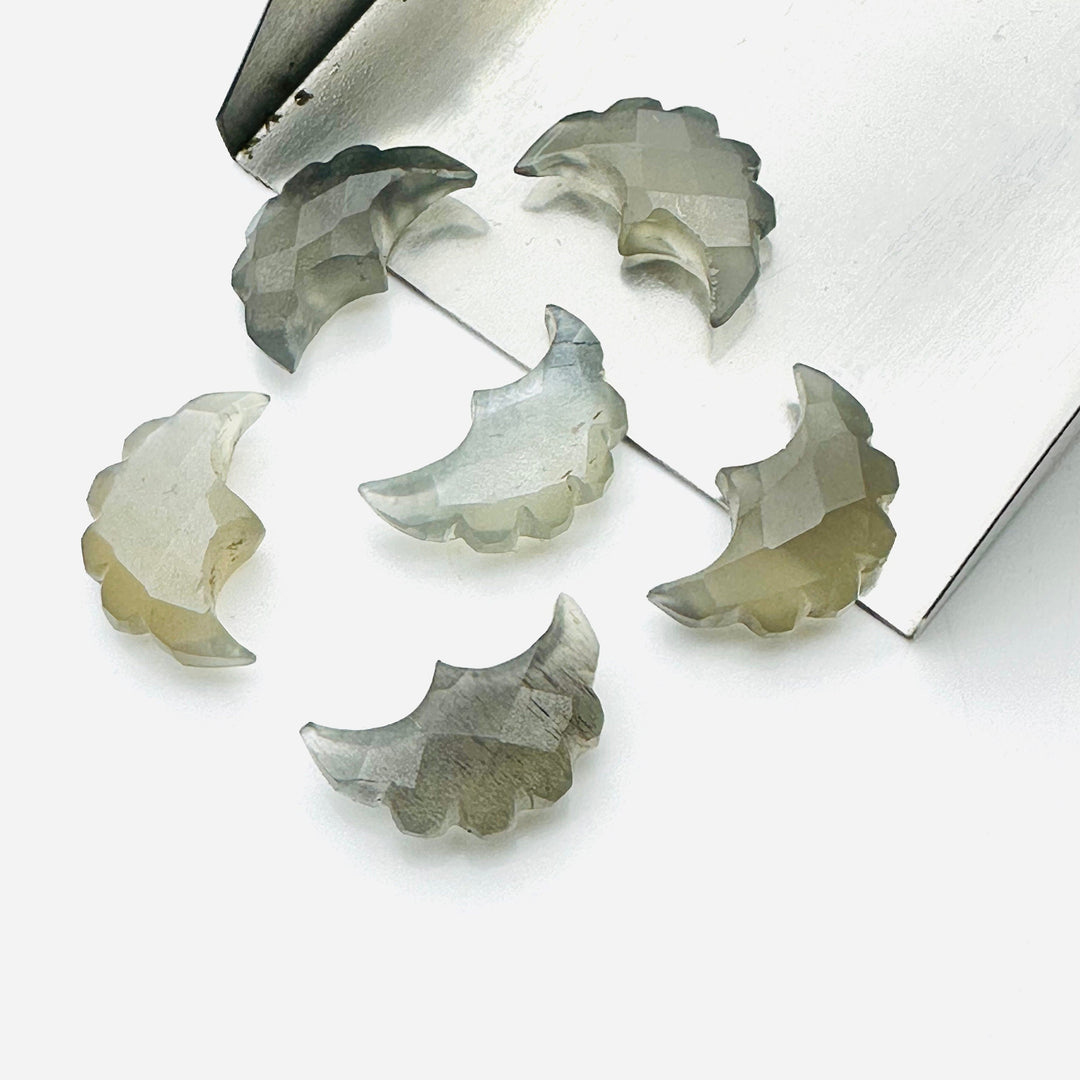 Natural Grey Moonstone Faceted Eagle Shape Beads, Moonstone Faceted Hand Carved Eagle, Fancy Shape Loose Gemstone Bead for Jewelry, 16X10 MM