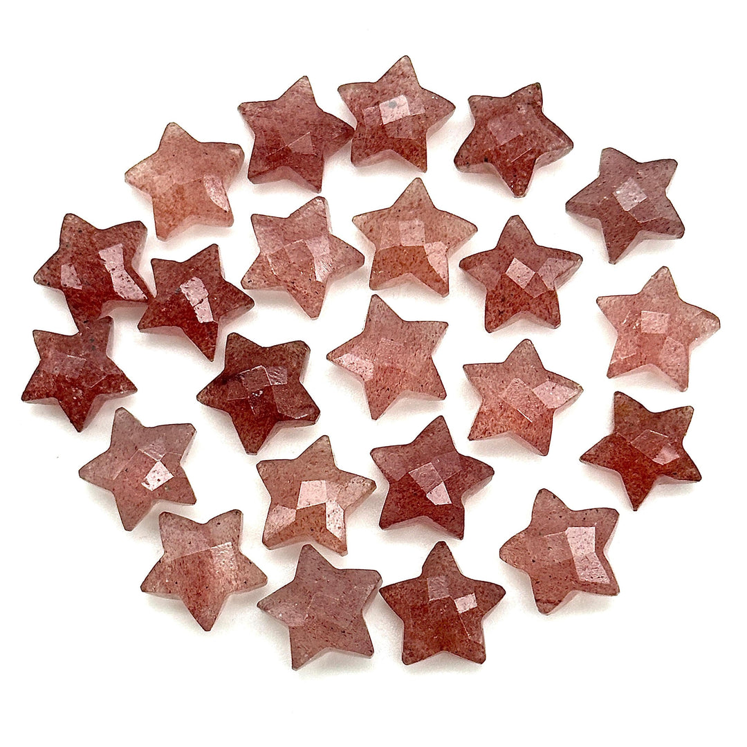 Pink Strawberry Quartz Star Shape Briolettes, AAA Strawberry Faceted Star Charms, Wholesale Loose Beads for Jewelry, 12 MM, Hand Carved