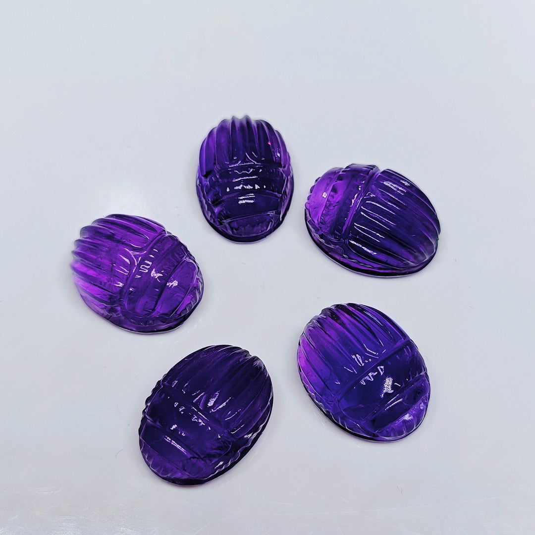 2,3,4,5,6 pcs Natural amethyst Scarab Face Carved Gemstone, Fancy Shape Scarab Carving, Hand Carved Gemstone for Jewlery 16X12