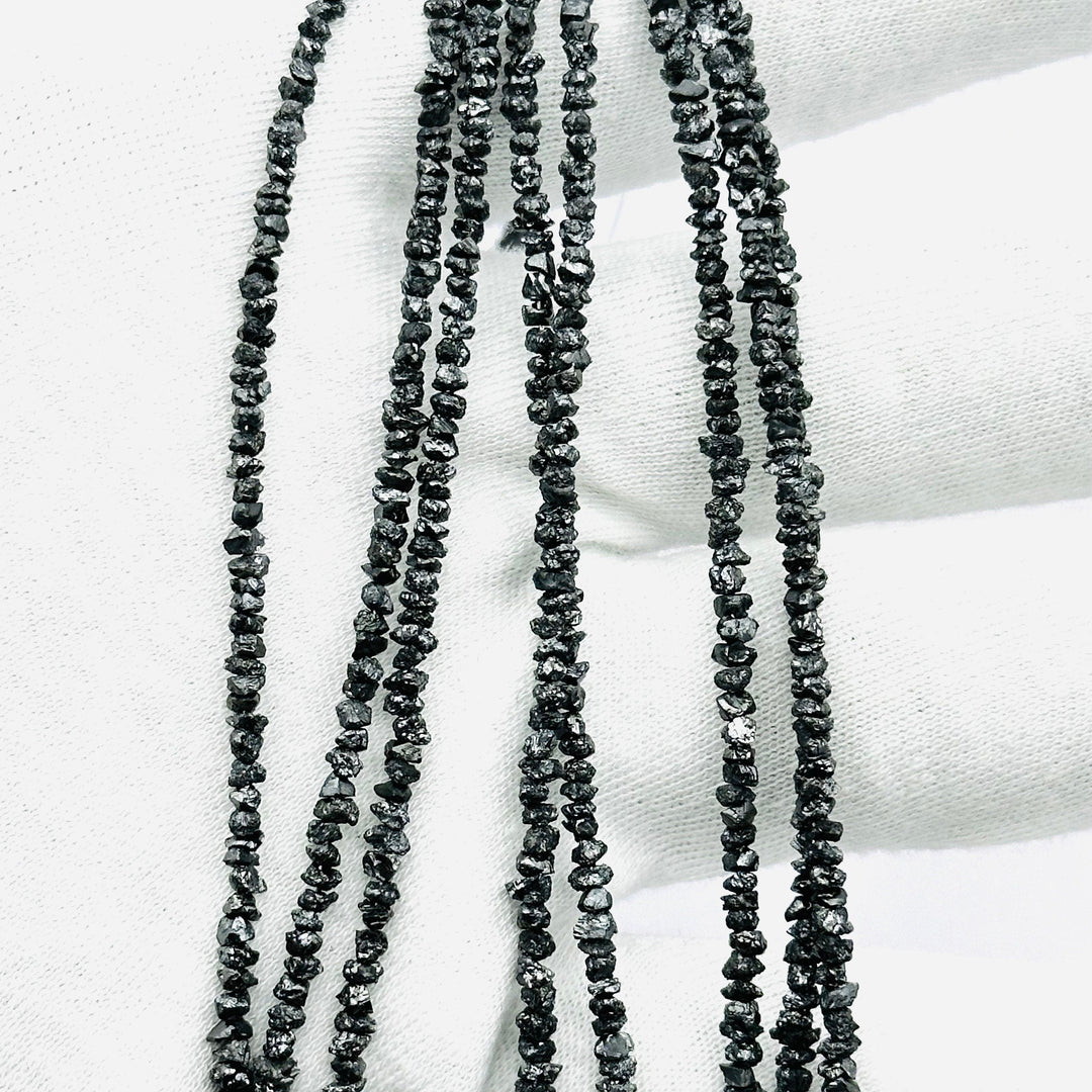 ROUGH DIAMONDS BEADS, Black Diamond Raw Uncut Beads, 1-2 mm Raw Diamond Beads, Black Diamond Nuggets Chips Beads, Diamond Rough Beads Strand