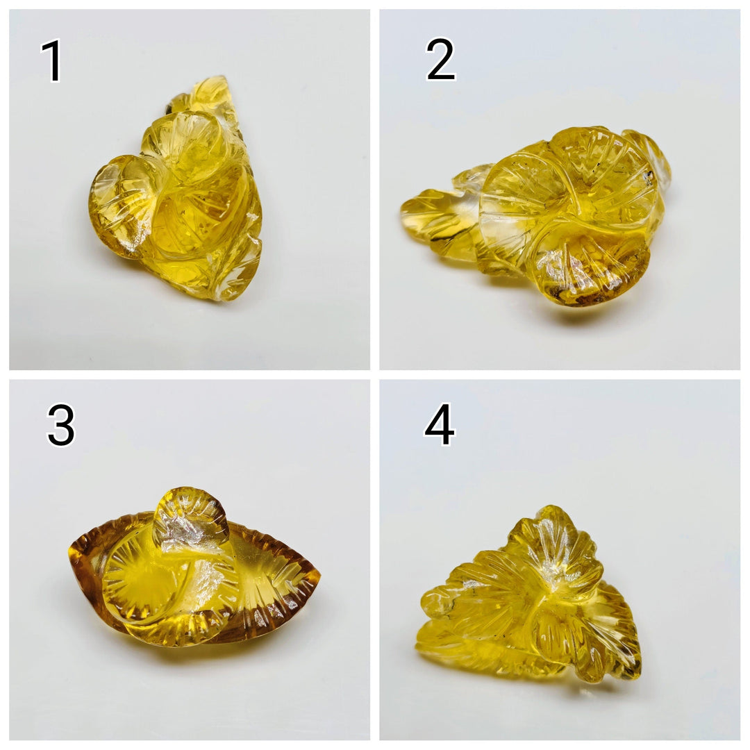 100% Natural AAA Quality 4 Pcs Fancy Shape Carved Gemstone, Carving, Loose Gemstone, Citrine hand carved Gemstone For Jewellery Making,