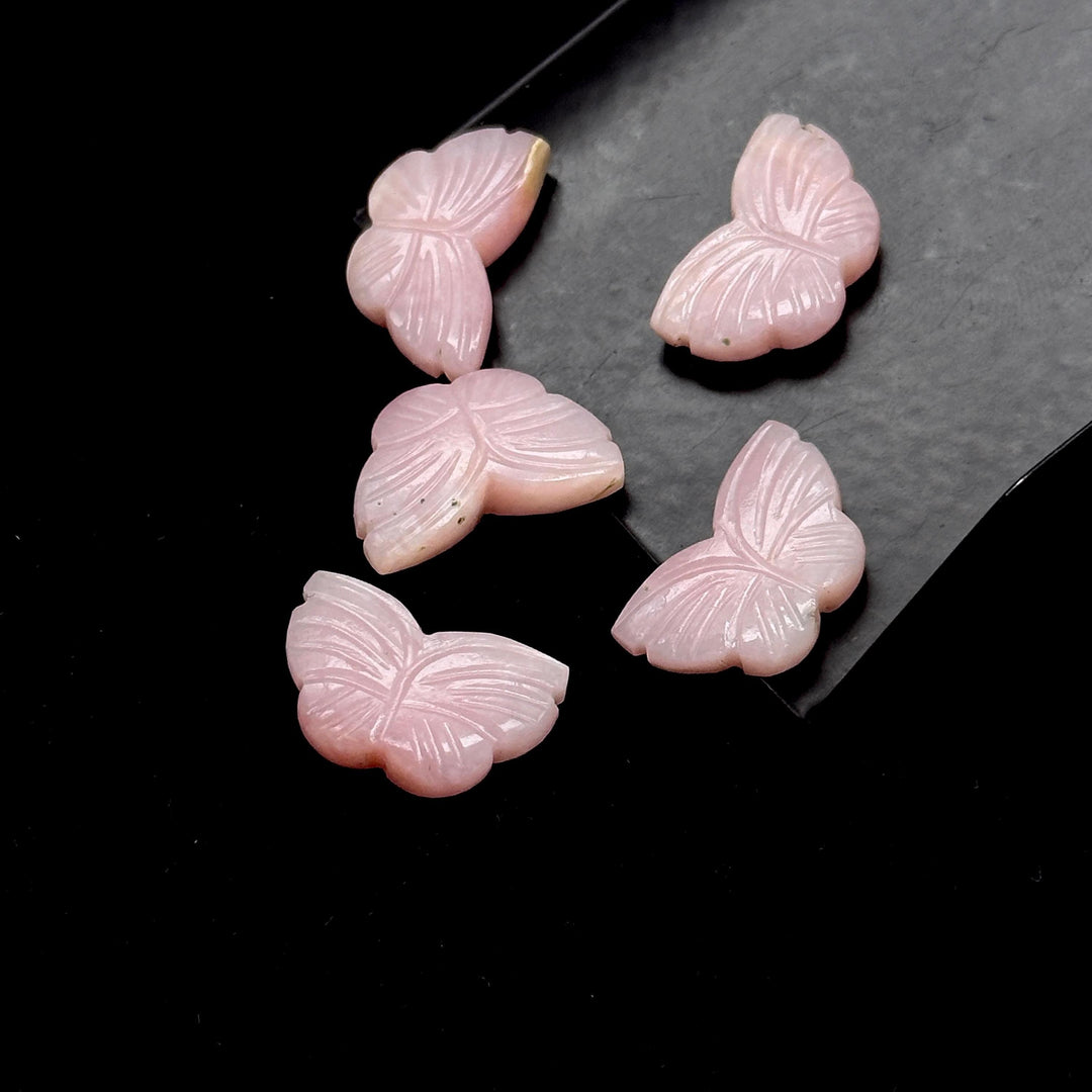 Pink Opal Butterfly Beads: Carved Gemstone Charms, 11x18mm