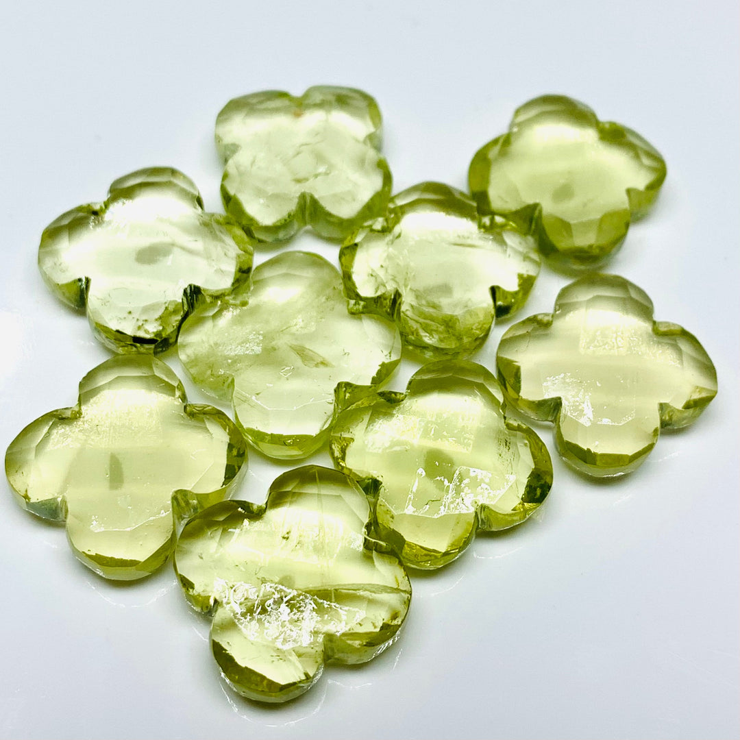 Natural Lemon Quartz Faceted Flower Shape Carving Gemstone, Lemon Quartz Loose Gemstone Beads, Fancy Hand Carved Beads for Jewelry 14 MM