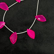 Lovely Hot Pink Chalcedony Fancy Beads, Queen Chalcedony Fancy Shape Faceted Beads, 6 Pcs Strand, 17X10 mm, Jewelry & Craft Making Beads