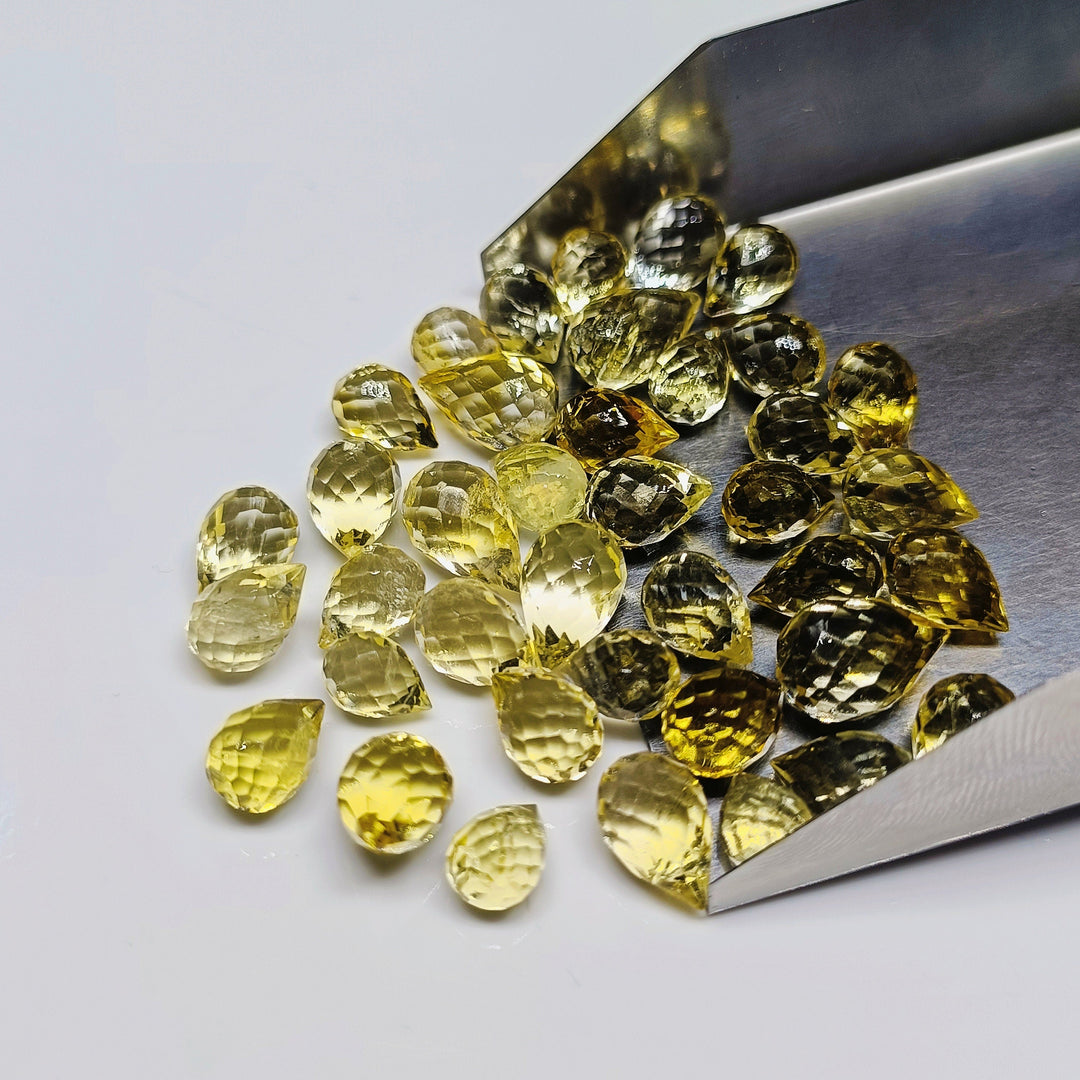AAA+ Quality Citrine Teardrop Shape Beads, Faceted Citrine Drop Shape Gemstone Beads, 6X8 - 7X9 MM, Jewelry Making Briolette's Natural Beads