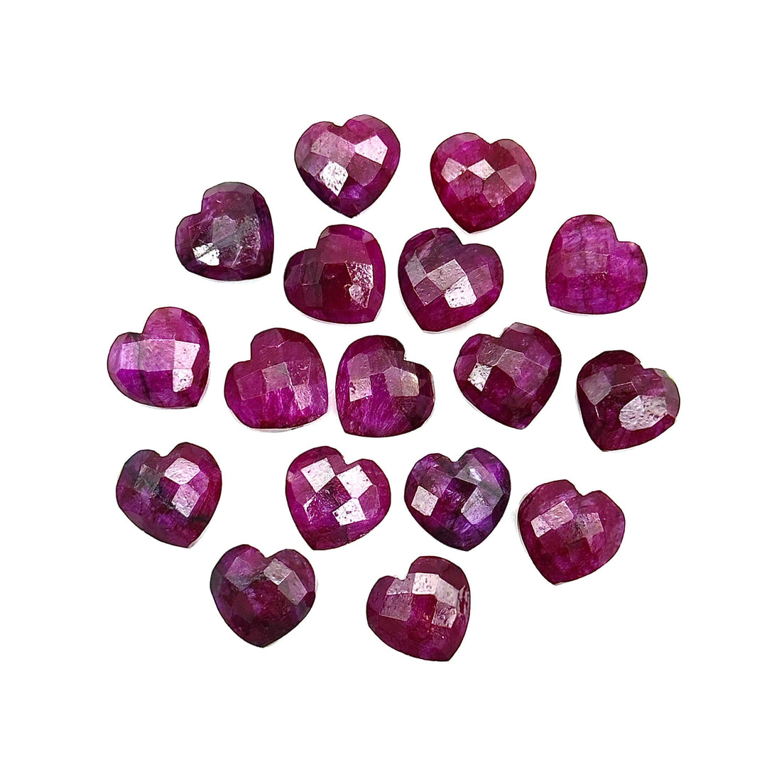 Pretty Ruby Corundum Heart Shape Beads, AAA Red Ruby Hand Carved Faceted Heart Shape Briolettes, Loose Gemstones, 10 MM, Red Ruby Dyed Beads