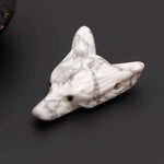 Load image into Gallery viewer, White Howlite Turquoise Fox Head, Reiki Healing Crystal Gifts, Jewelry Making Gemstones Side Drill from Ear, Head Carved Beads