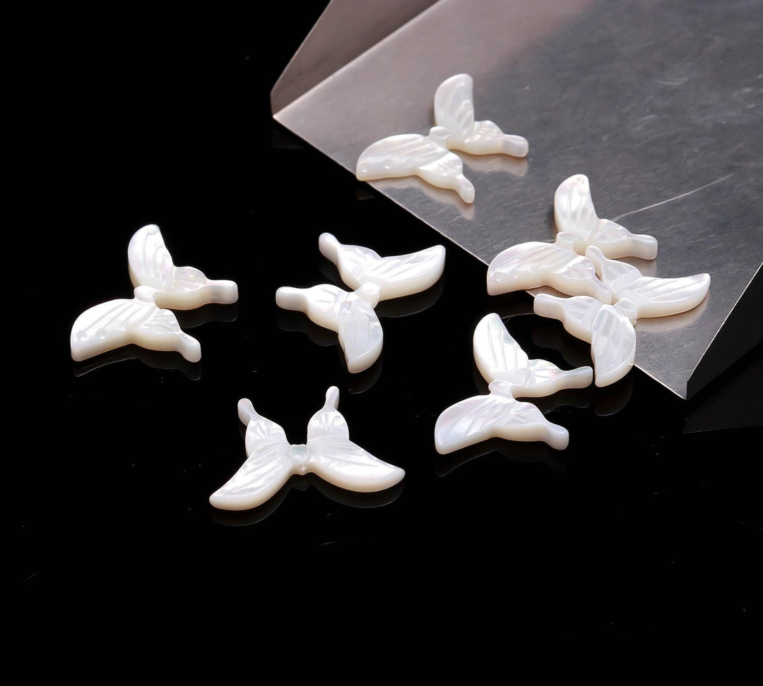 Carved Pearl Butterfly Shape Carvings, Natural Mother of Pearl Butterfly Shape Beads, Hand Carved Butterly Charms for Jewelry 13 MM 1 pc