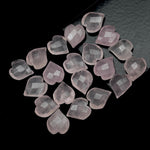 Load image into Gallery viewer, Natural Rose Quartz Heart Shape Beads, Pink Quartz Hand Carved Heart Charms for Jewelry Making, Faceted Heart Shape Briolette's, 13 MM