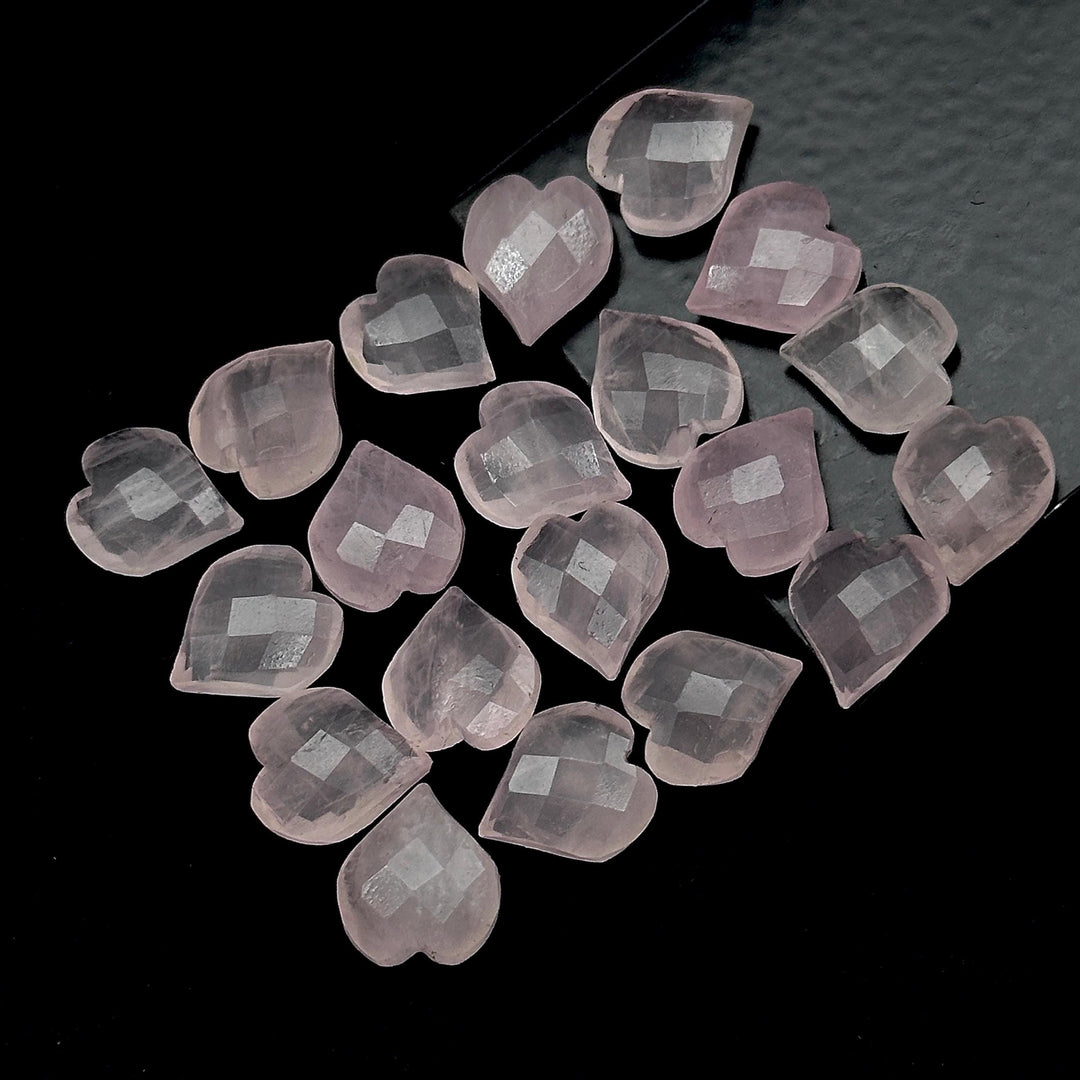 Natural Rose Quartz Heart Shape Beads, Pink Quartz Hand Carved Heart Charms for Jewelry Making, Faceted Heart Shape Briolette's, 13 MM