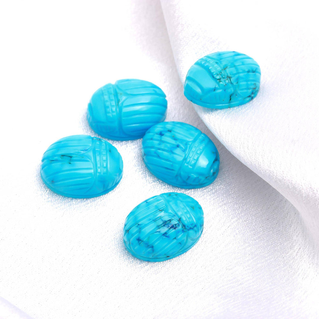 Blue Turquoise Scarab Carved Gemstone, Turquoise Scarab Carving Beads, Insect Beads, 16X12 MM, Home Decor Crystals, Reiki Healing