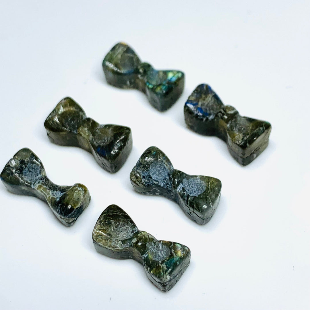 2,3,4,5 Pcs Natural Labradorite  Hand Carved Bow Shape, Bow Shape Gemstone For Jewellery, Bow Shape Gemstone, 12X6 mm