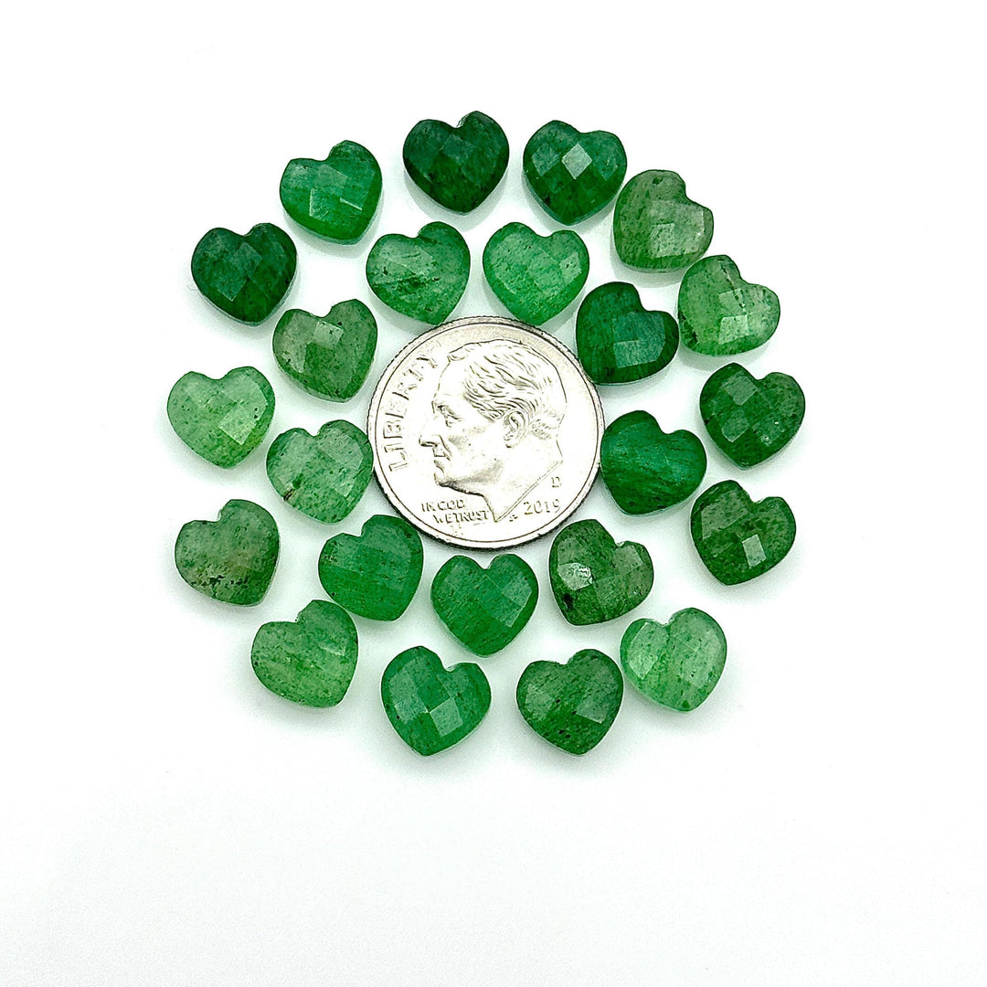 Green Strawberry Heart Shape Briolettes, AAA Green Strawberry Faceted Heart Shape Beads, Loose Gemstone, 8 MM Heart Charm Beads for Jewelry