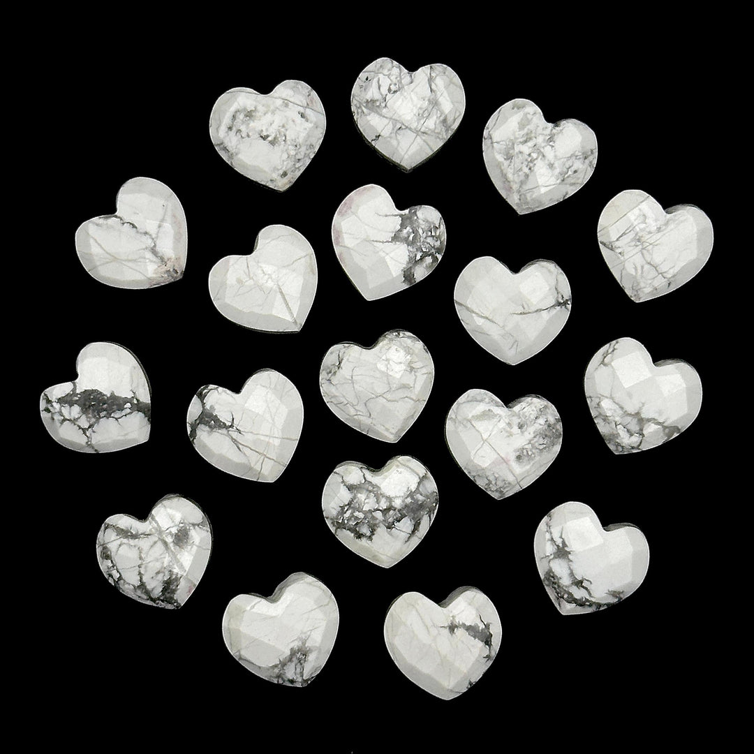 White Howlite Heart Shape Briolette's, Howlite Faceted Heart Shape Beads, Hand Carved Gemstone, Jewelry Making Charms, 10 MM