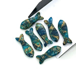 Load image into Gallery viewer, Carved Neon Copper Turquoise Fish Charm: 25mm Jewelry Briolette