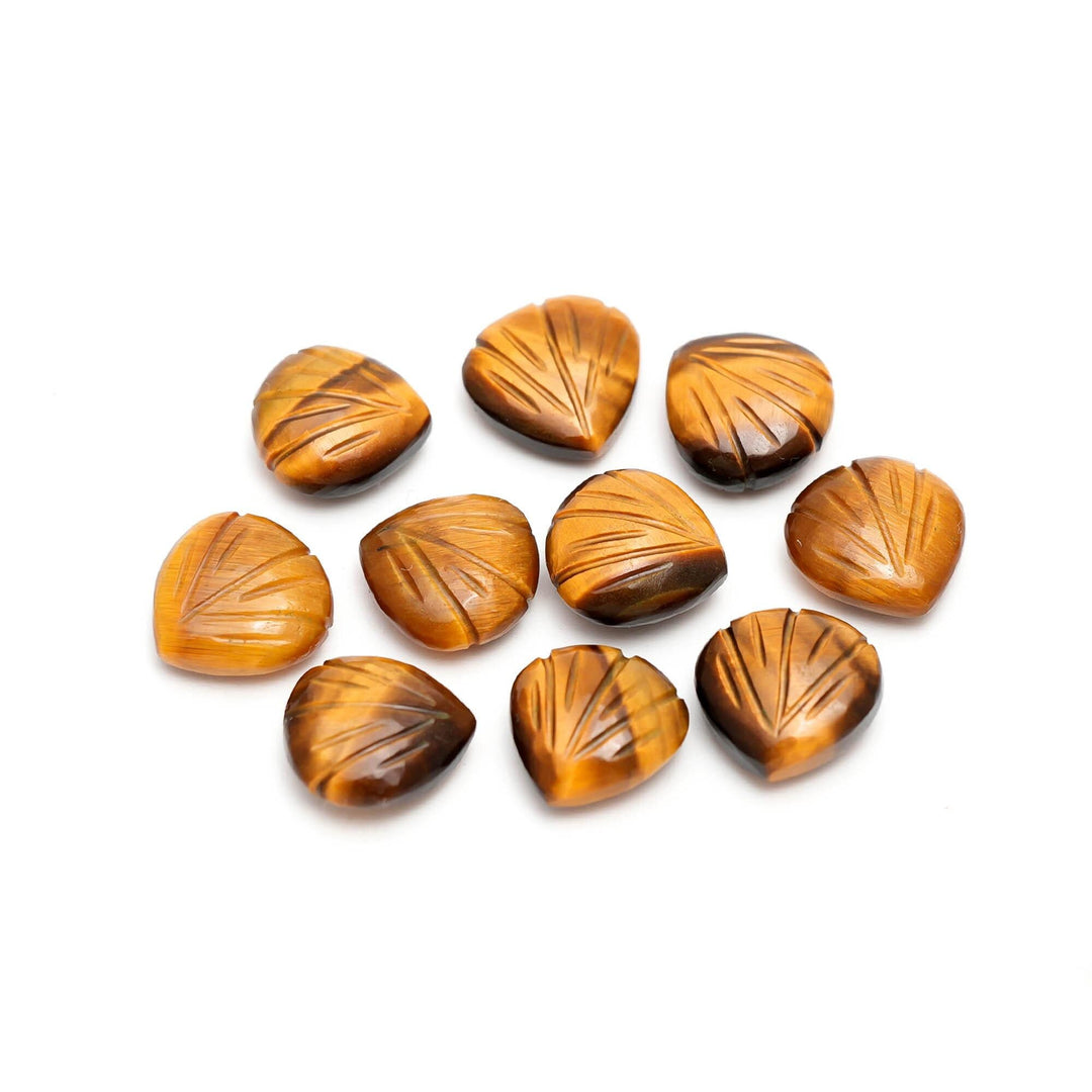 Tiger Eye Shell Shape Beads, Natural Brown Tiger Eye Seashell Carved Gemstone for Jewelry Making 12 MM