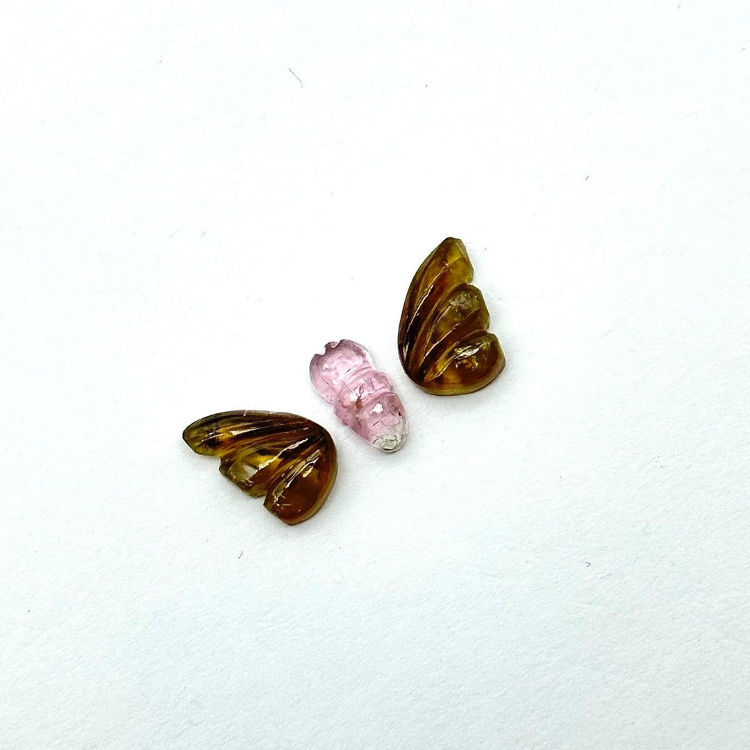 natural tourmaline Butterfly Shape Carving, Hand carved tourmaline Butterfly loose carving, carved butterfly for jewelry Making 19x9mm.
