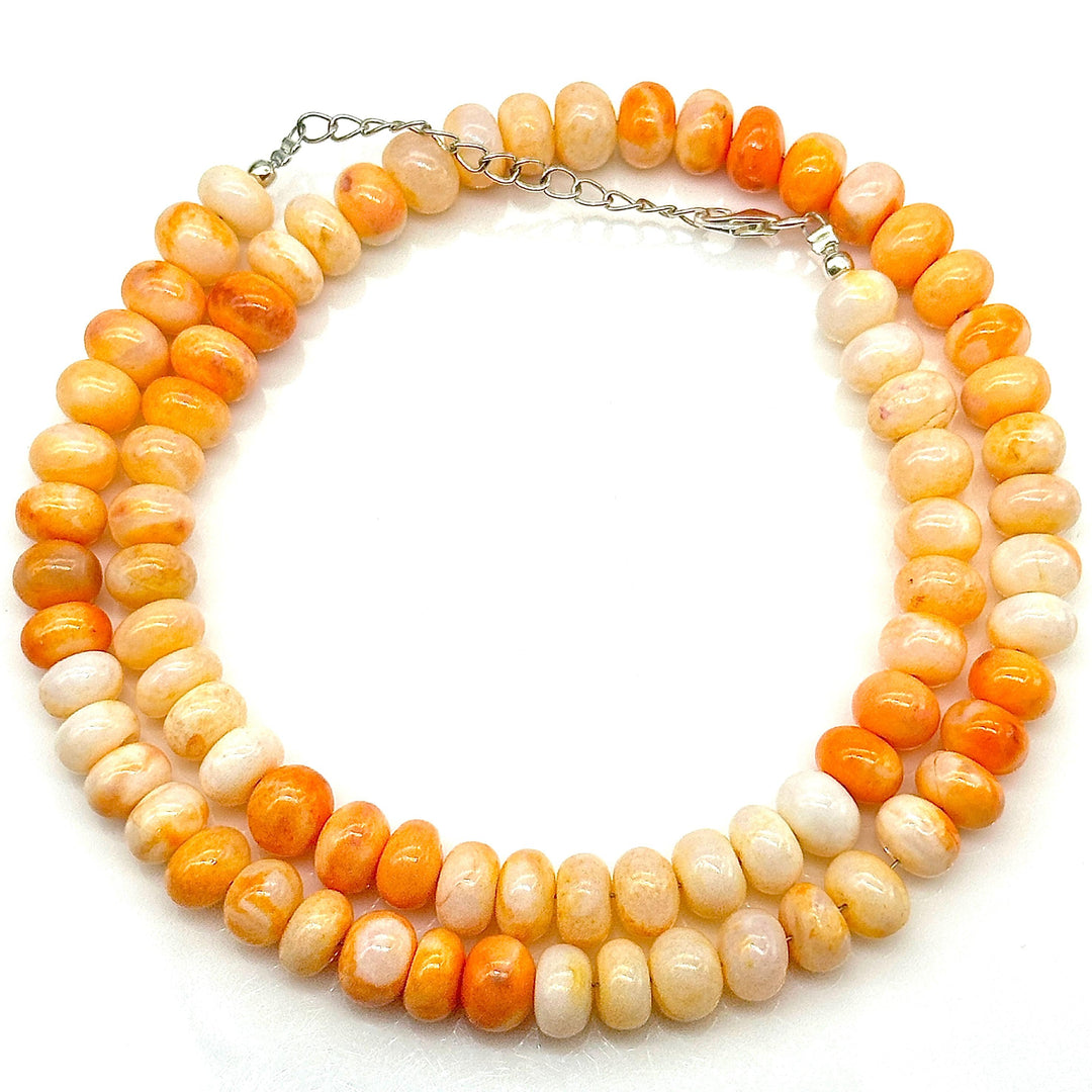 Orange Opal Shaded Necklace, Handmade Beaded Necklace, 8 MM Opal Choker Beads Necklace, Fruit Opal Jewelry, Healing Stone, Gift For Her