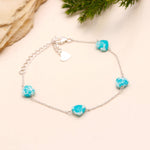 Load image into Gallery viewer, AAA Mohave Turquoise Heart Beads Bracelet, Blue Turquoise Heart Beads Bracelet, Gift For Her, 925 Silver Bracelet/Anklets, Fancy Jewelry