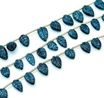 Load image into Gallery viewer, Fancy London Blue Topaz Leaf Shape Beads, Coated Blue Topaz Leaf Briolette's, Hand Carved Beads For Jewelry 8-11 mm, 8" Strand Loose Beads