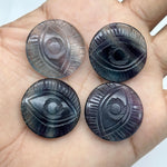 Load image into Gallery viewer, AAA Multi Fluorite Evil Eye Shape Stone, Natural Multi Fluorite Hand Carved Gemstones, 28 MM, Round Evil Eye Carving, Fluorite Charms