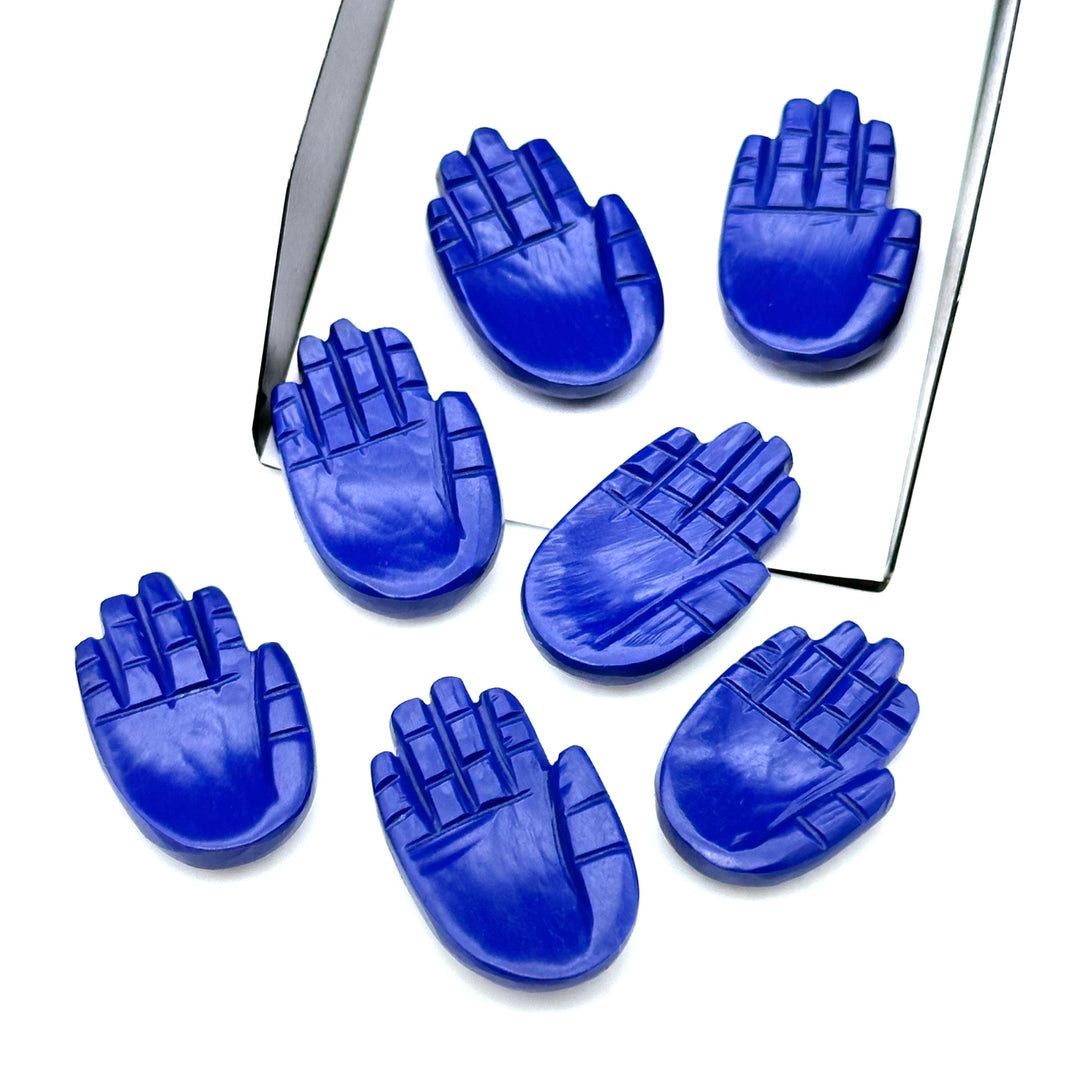 Lapis Lazuli Hamsa Shape Carving Gemstones, 25 MM Palm Shape Gemstone, Healing Power Of Hamsa, Hand Carved Jewelry Making Charms