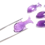 Load image into Gallery viewer, Genuine Amethyst Dolphin Shape Carvings, Purple Amethyst Fish Shape Beads, Jewelry Making Fish Charms, 28 MM