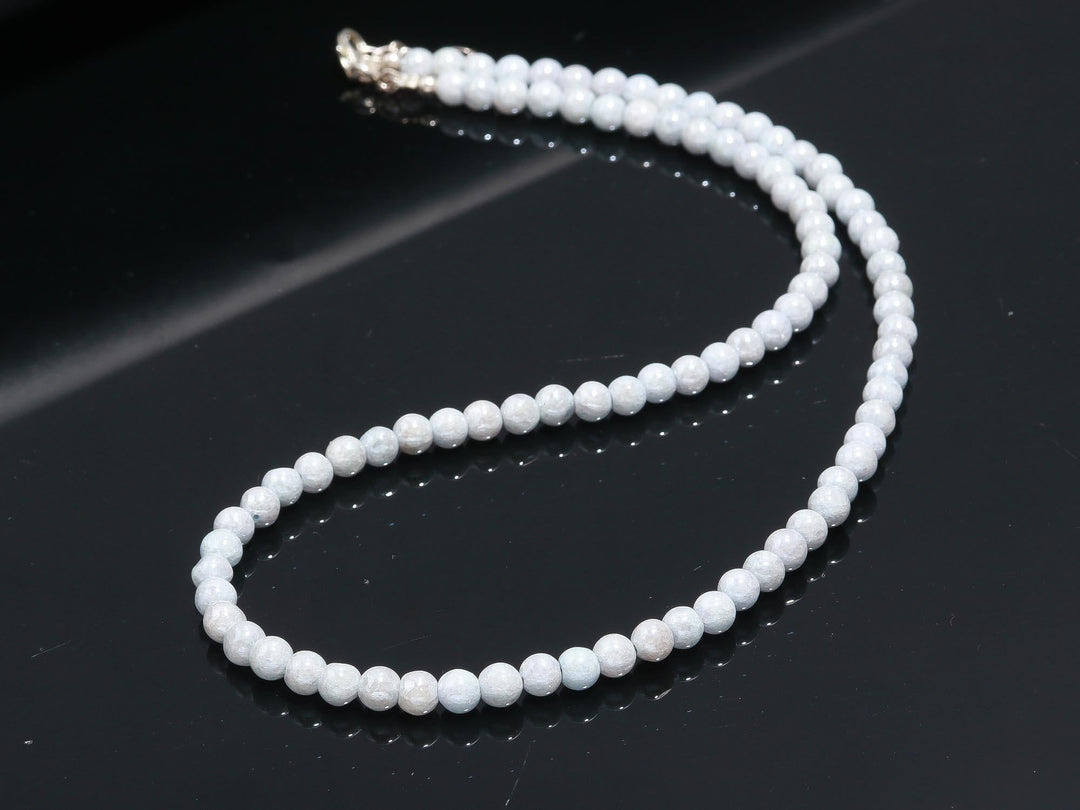 Pretty Moonstone Necklace, Coated Moonstone Round Beads Necklace, 5 MM Smooth Moonstone Necklace For Women's, Bridesmaid Gifts