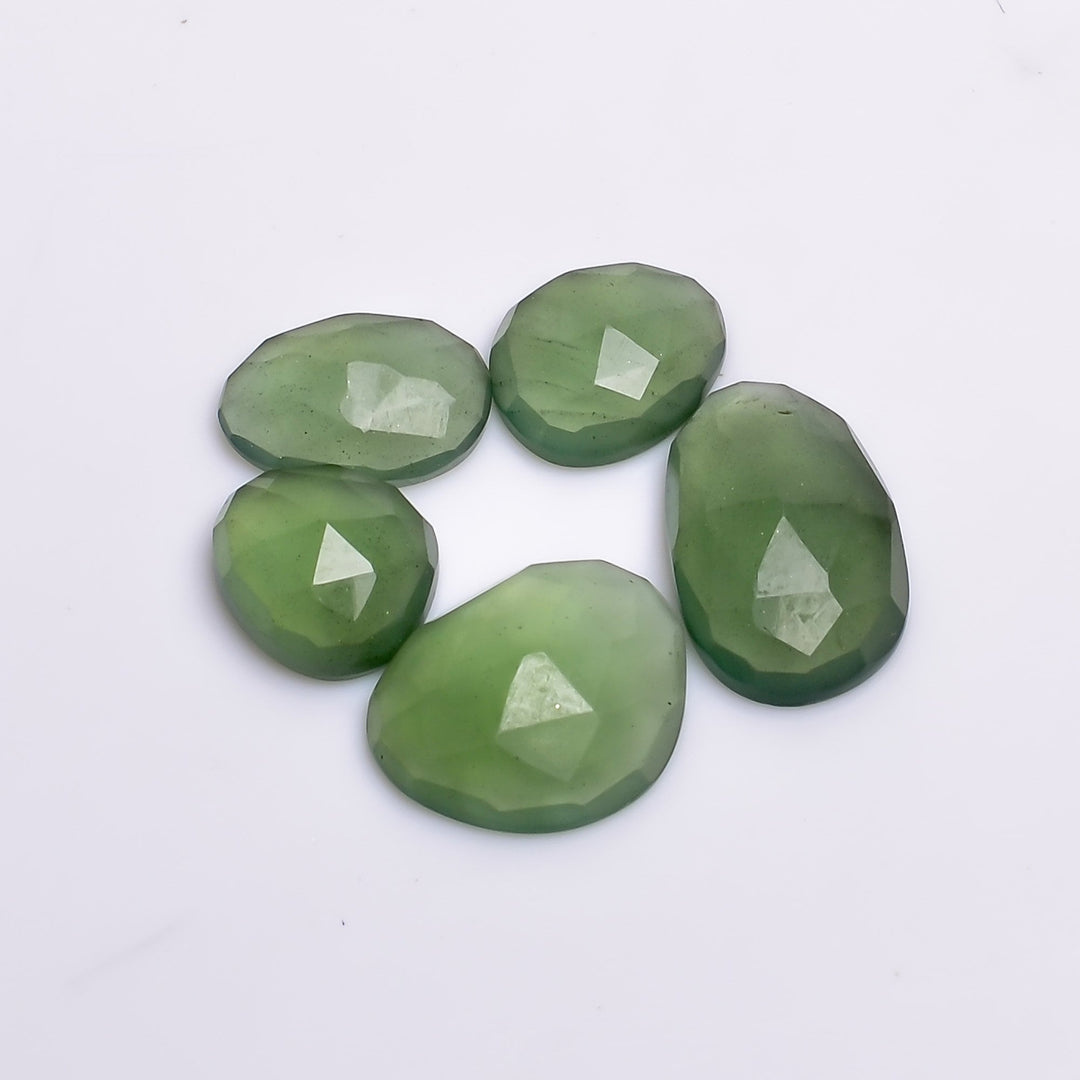 2 pcs A-one quality serpentine freeform Rosecut, faceted rosecut, loose gemstone for jewelry, jewelry making rosecut 9X7 14X12 mm