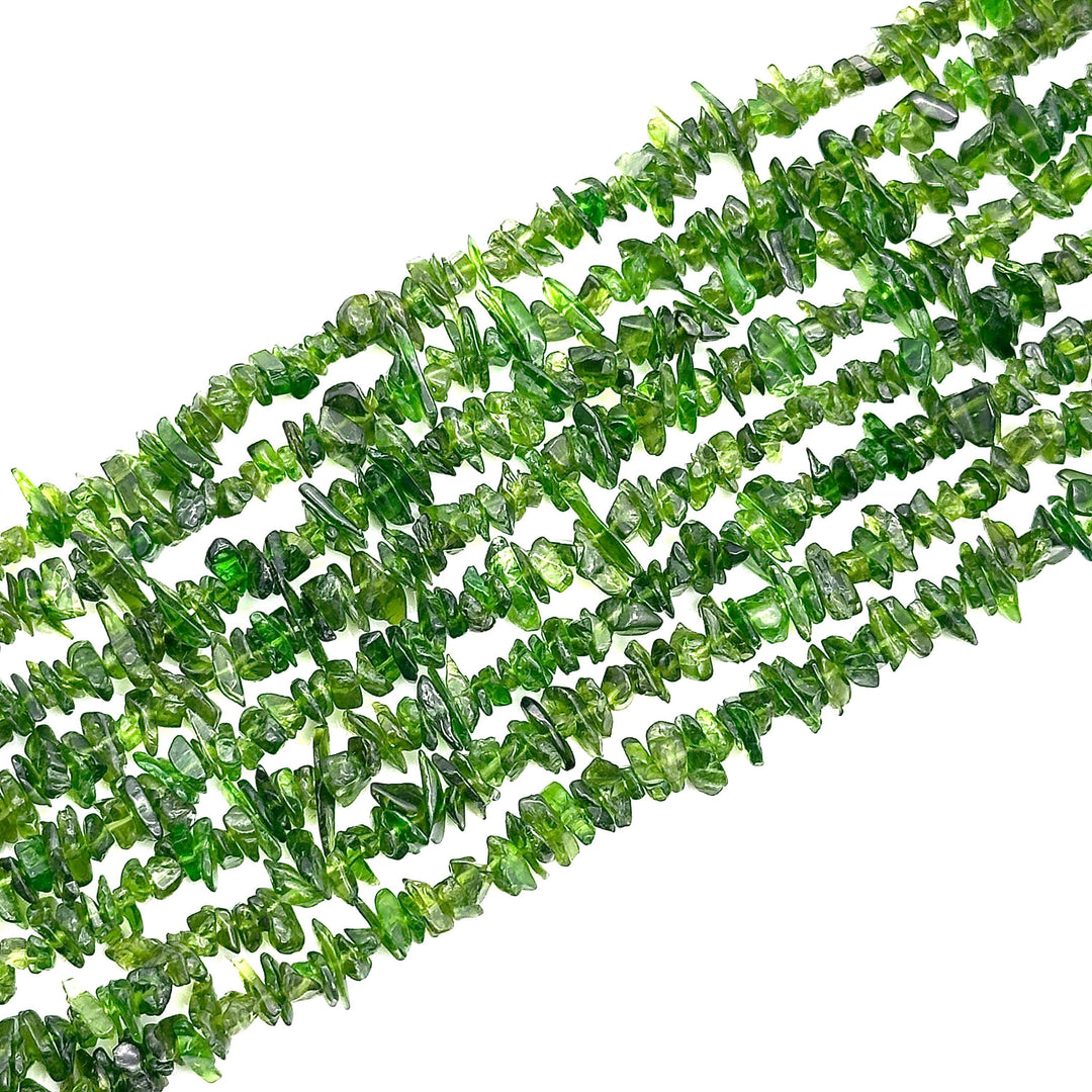 AAA Chrome Diopside Uncut Beads Strand, Chrome Diopside Chips Beads for Jewelry Making, 16" Inch Green Uncut Chip Beads, Freeform Uncuts