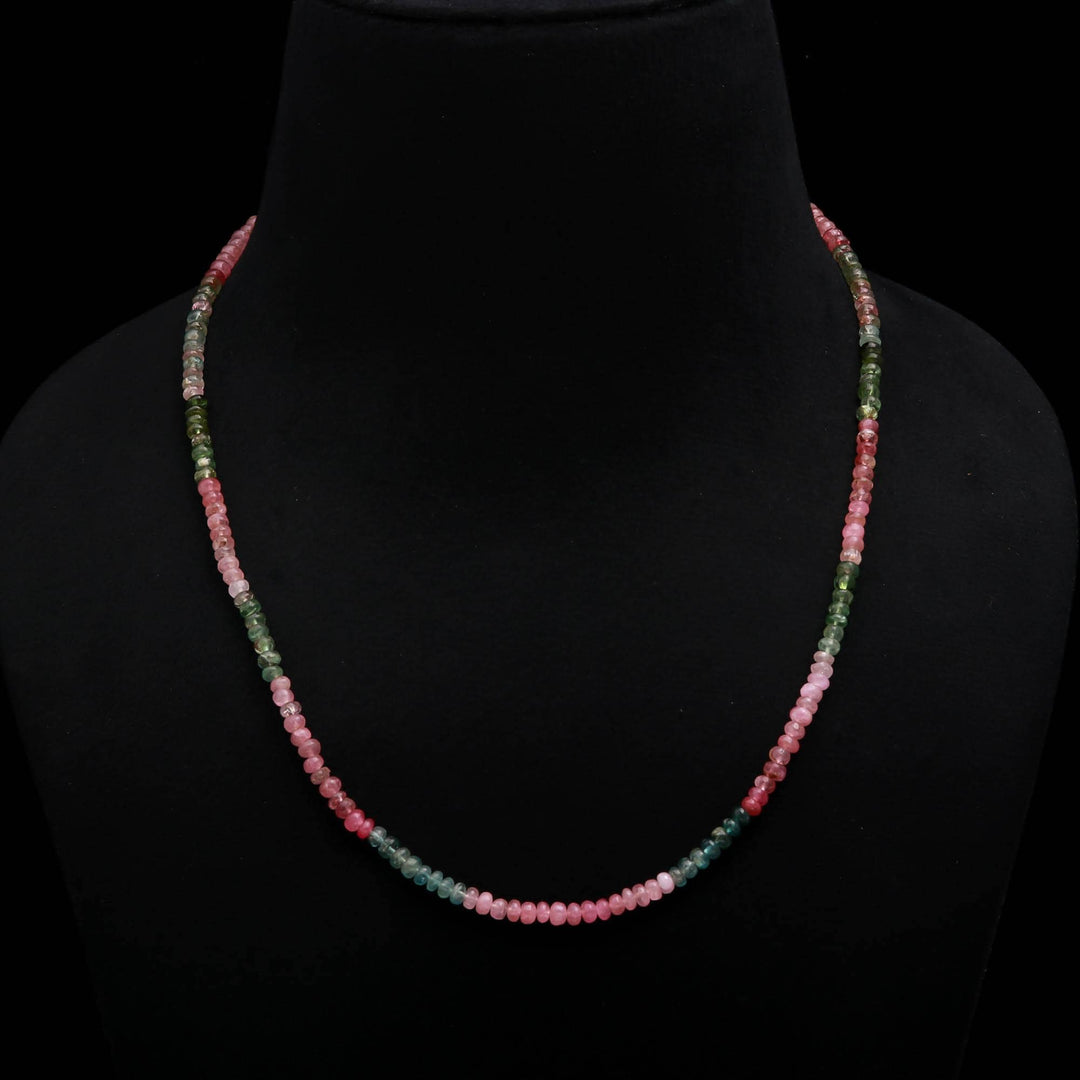 Smooth Tourmaline Beaded Necklace ~ Wedding Necklace for Women's ~ Watermelon Gemstone Beads Jewelry by Agarwalgemscreations