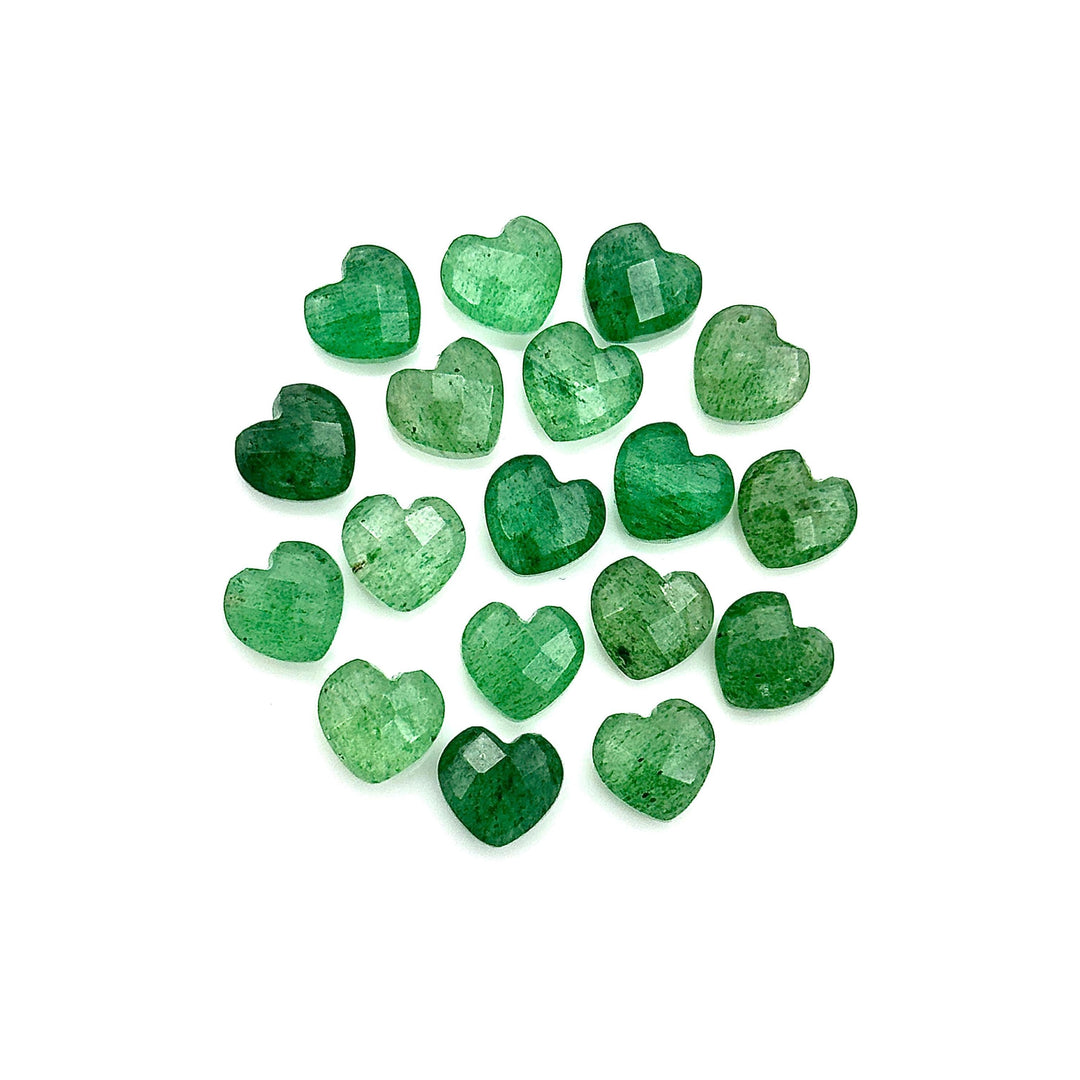 Green Strawberry Heart Shape Briolettes, AAA Green Strawberry Faceted Heart Shape Beads, Loose Gemstone, 8 MM Heart Charm Beads for Jewelry