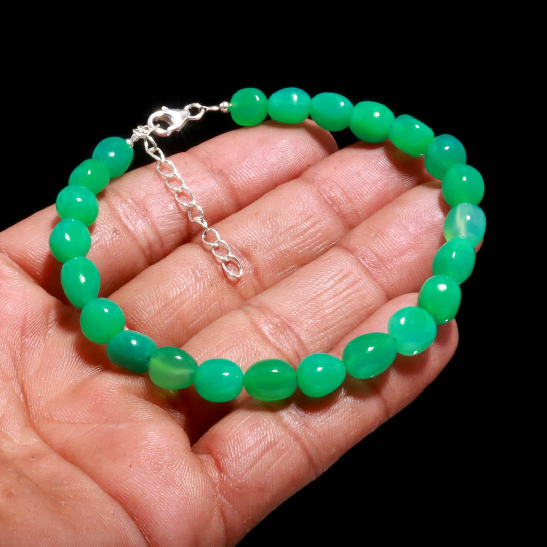 Green Chrysoprase Smooth Tumble Beads Bracelet, Chrysoprase Nuggets Shape Beads Bracelet, Jewelry Gifts, Fancy Jewelry/Anklet for Girls