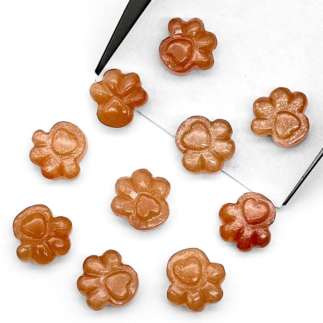 Natural Peach Moonstone Dog Paw Carving, AAA+ Quality Gemstone Paw Carving, 13 MM Little Paw Charm, Gift For Dog Lover, Dog Pendant For Gift