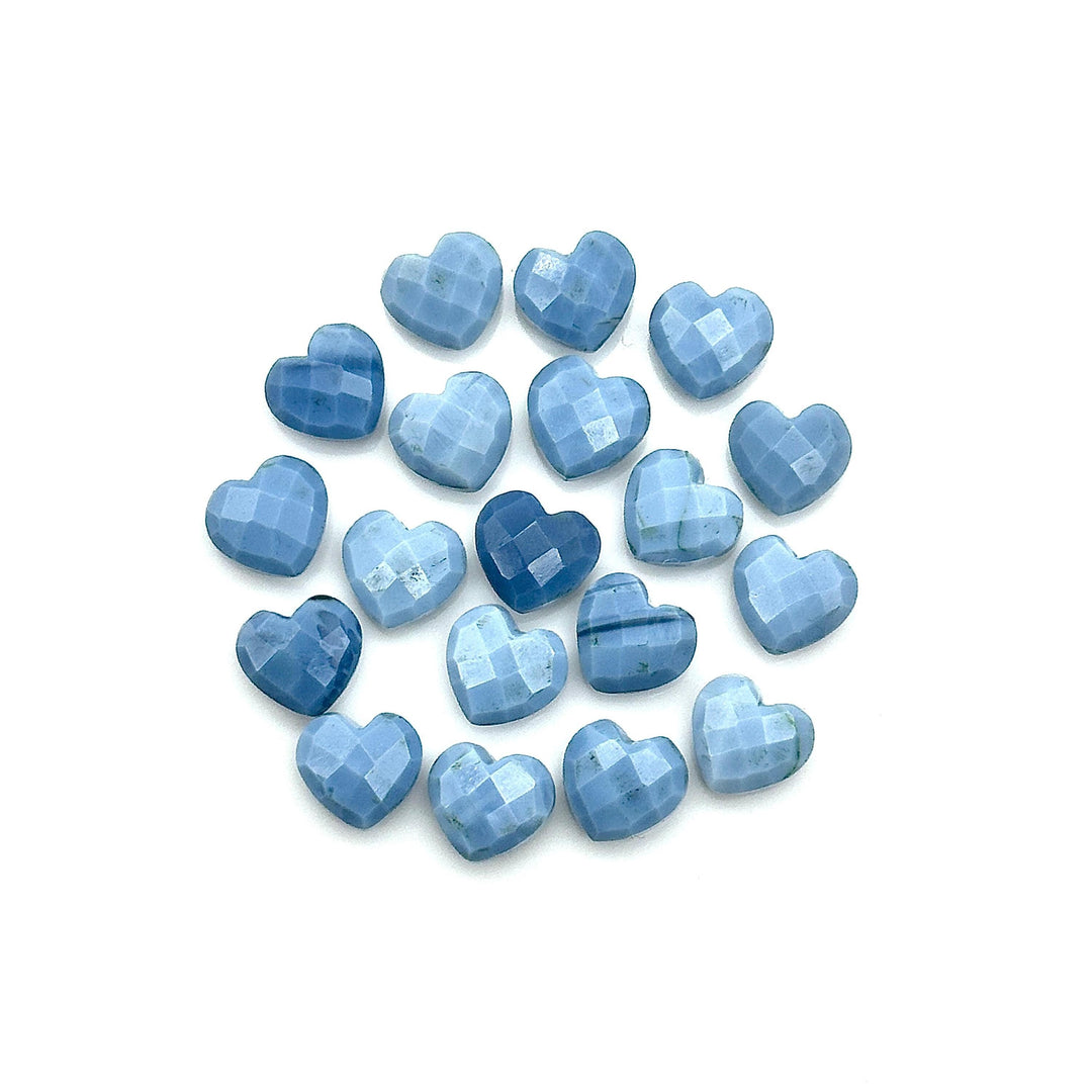 Natural Blue Opal Heart Shape Beads, AAA Blue Opal Faceted Heart Shape Briolette's, Opal Carved Gemstones, Jewelry Making Heart Charms, 8 MM