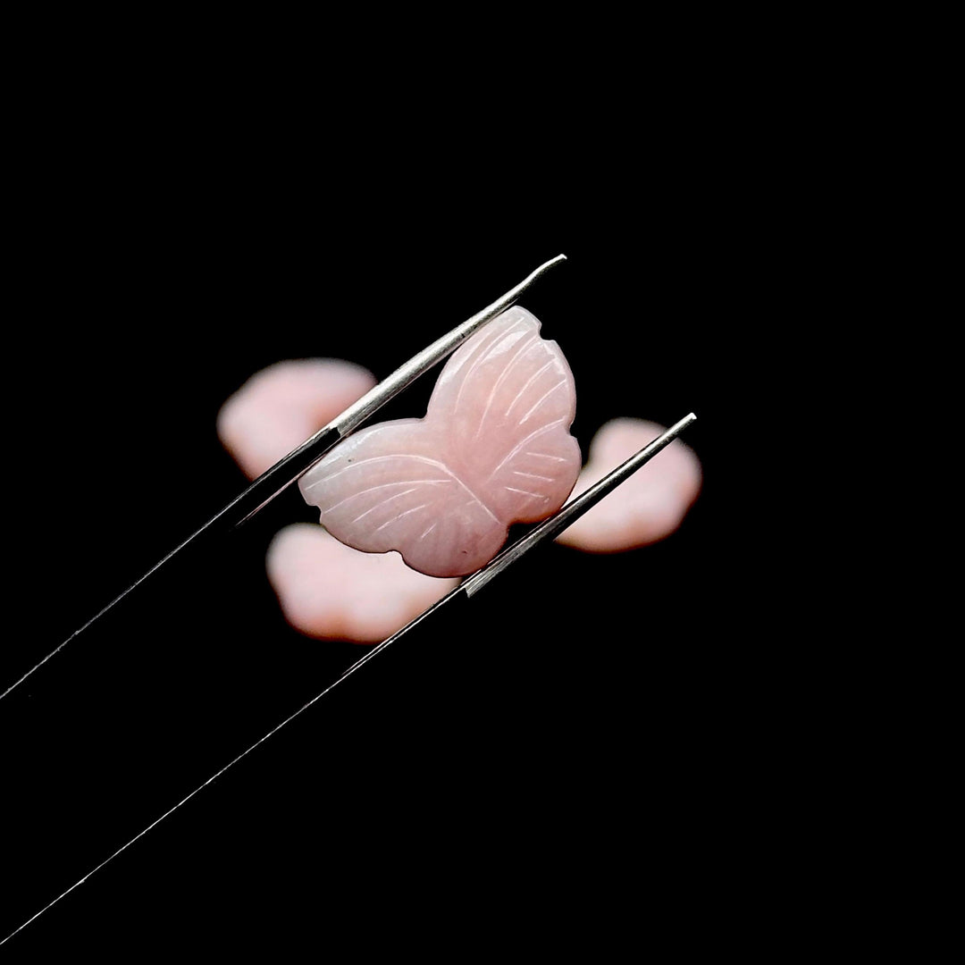 Pink Opal Butterfly Beads: Carved Gemstone Charms, 11x18mm