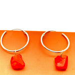 Load image into Gallery viewer, Natural Rough Carnelian Handmade Hoop Earings, Carnelian Dangle &amp; Hoop Earrings For Girls, Fashionable Earrings For Girls, Gift For Her