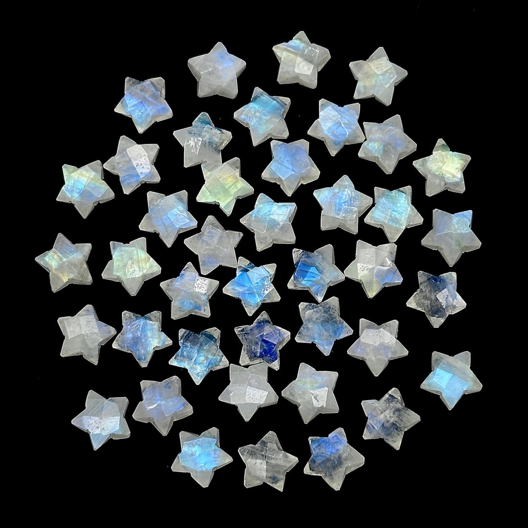 Flashy Rainbow Moonstone Star Shape Briolette's, Carved Faceted Star Shape Beads, 8 MM Star Shape Charms, Flashy Gemstone Crystals