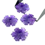 Load image into Gallery viewer, Dazzling Amethyst Snowflakes, 1 pc Natural Amethyst Snowflake Crystals, 27 MM Handmade Snowflake Carvings, Hand Carved Gemstone For Jewelry