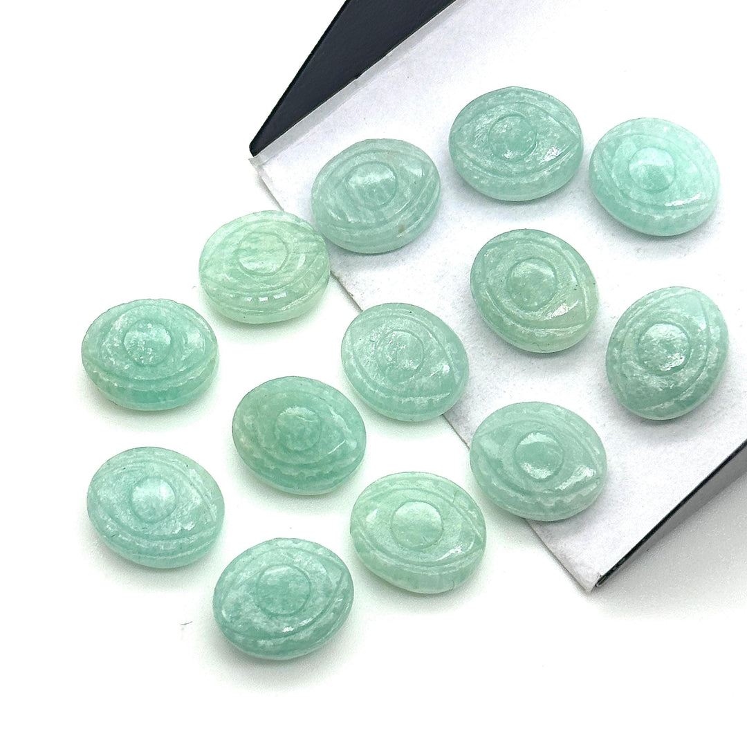 Natural Amazonite Evil Eye Shape Briolettes, AAA Amazonite Eye Shape Carved Beads, Evil Eye Hand Carved Gemstone Beads, 12 MM, Eye Charms