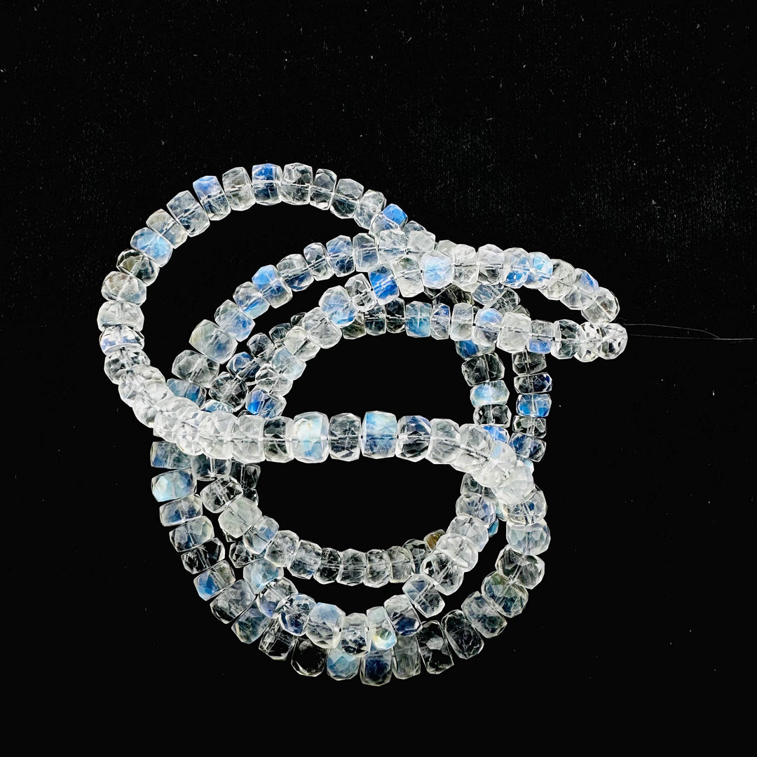 Supreme Quality RAINBOW MOONSTONE Faceted Rondelle Beads, Natural Rainbow Moonstone Beads, Flashy Rainbow Beads, 10'' Jewelry Making Beads