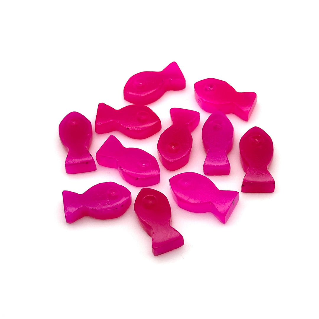 Dazzling Hot Pink Chalcedony Fish Charm Beads, Fancy Fish Shape Carved Gemstone, 7X14 MM Pink Loose Gemstone Fishes For Jewelry Making,