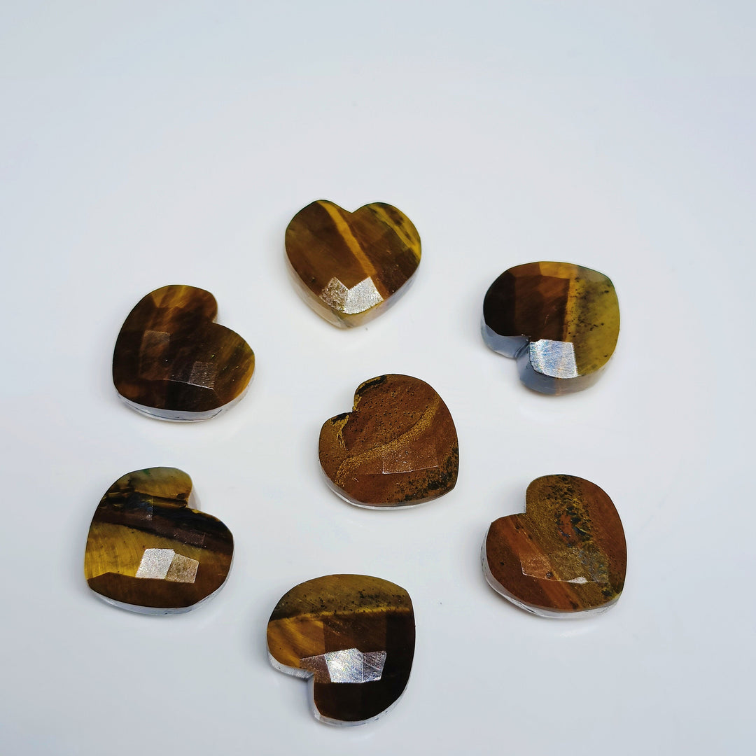 2,5,7,8,9,10 Pcs Natural Tiger Eye Heart Shape Gemstone, Faceted Hand Carved Heart loose gemstone,  Faceted Heart Shape Gemstone, 10mm