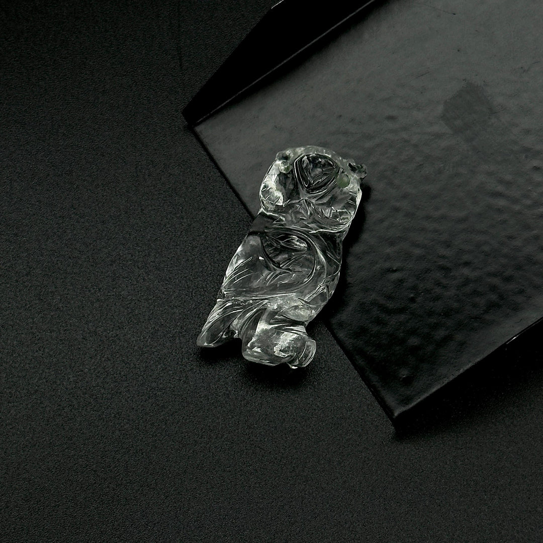 Natural Crystal Quartz Owl Shape Gemstones, Hand Carved Owl Shape Gemstone, Crystal Owl Shape Charms, 29 MM Bird Charm Carvings